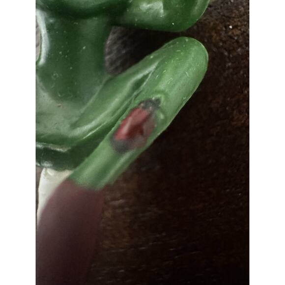 Vintage Green & Red 4 Pixie Elf w/ Ladybug Climber Cake Topper Picks Christmas - Picture 13 of 16